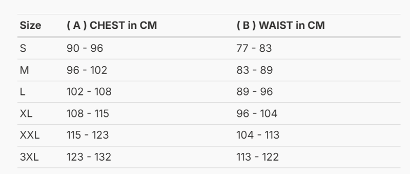 Foto: Size chart REV'IT!