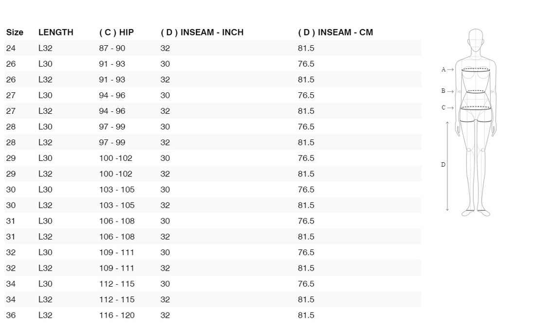 Foto: Size chart REV'IT!