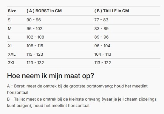 Foto: Size chart REV'IT!