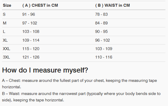 Foto: Size chart REV'IT!