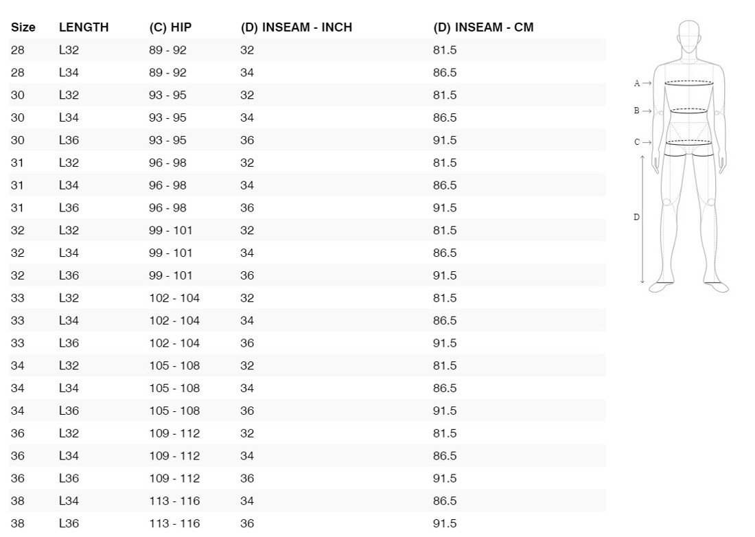 Foto: Size chart REV'IT!