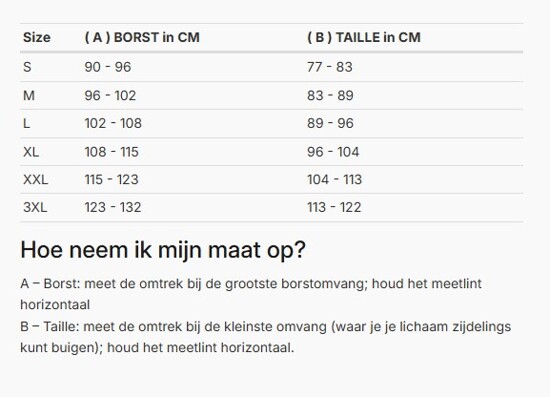 Foto: Size chart REV'IT!