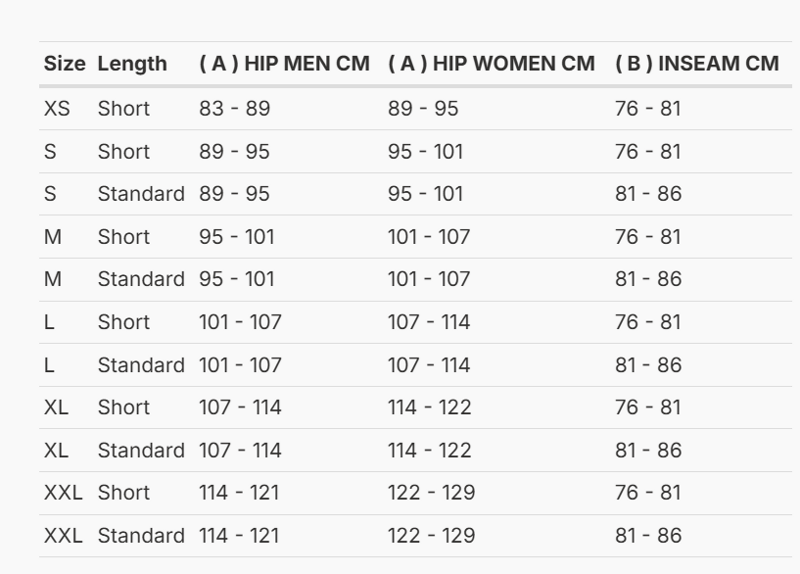Foto: Size chart REV'IT!