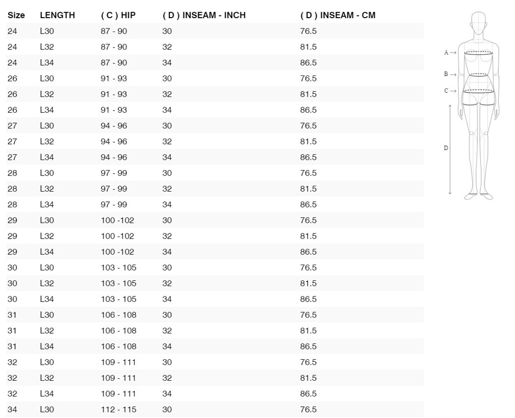 Foto: Size chart REV'IT!