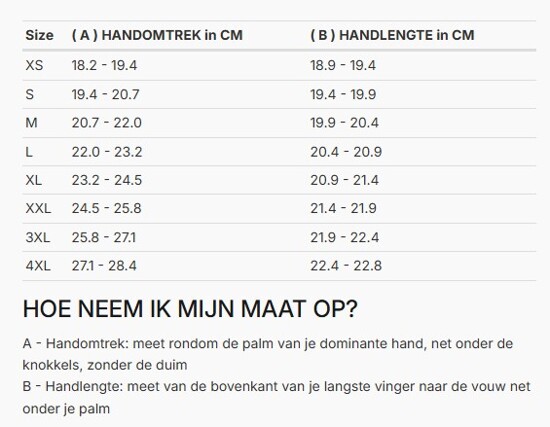 Foto: Size chart REV'IT!