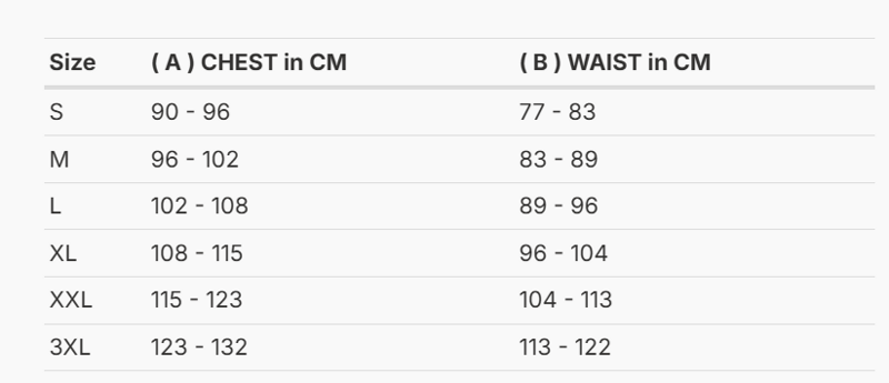 Foto: Size chart REV'IT!