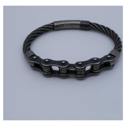 vaal zwarte gevlochten motor ketting armband SKLL (118940)