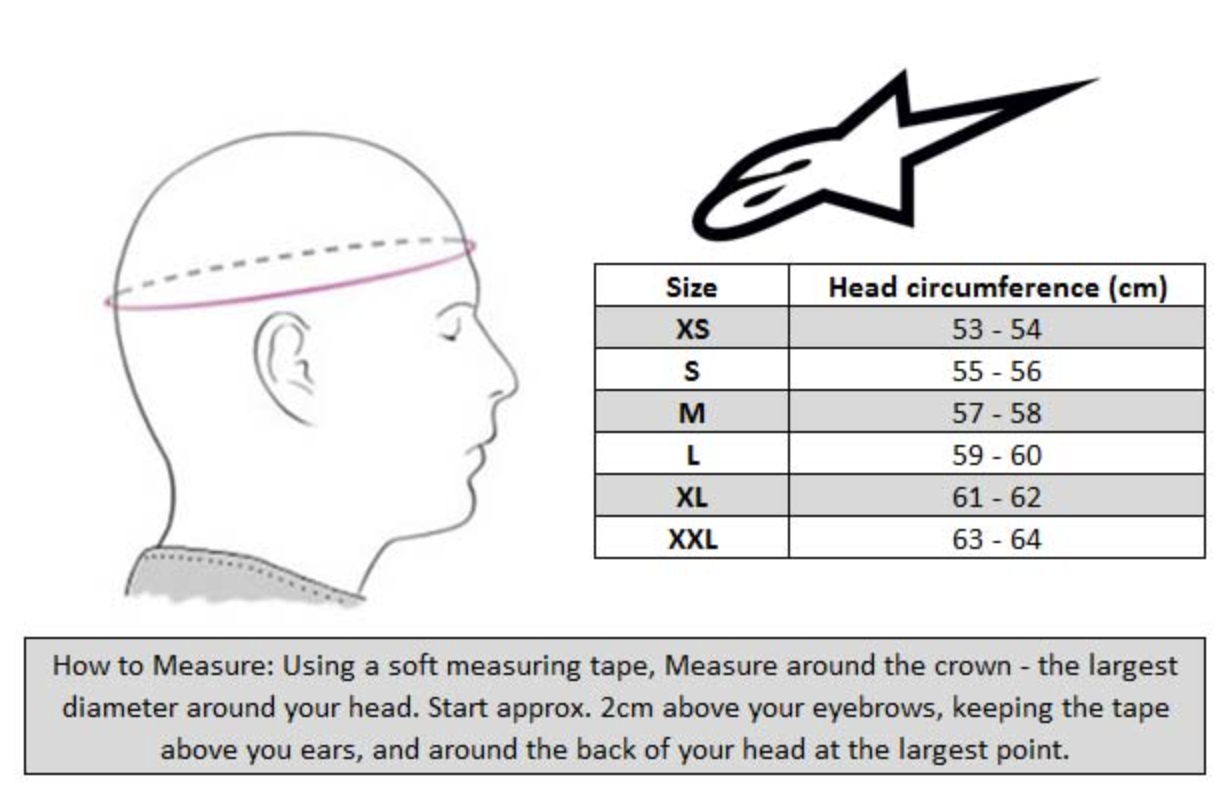 Foto: Size chart Alpinestars