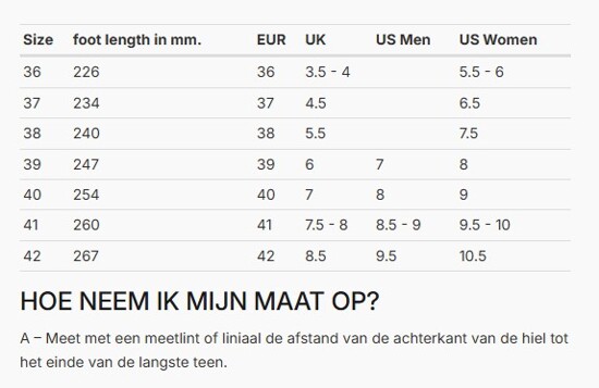Foto: Size chart REV'IT!