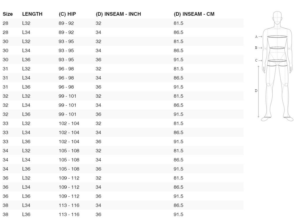 Foto: Size chart REV'IT!