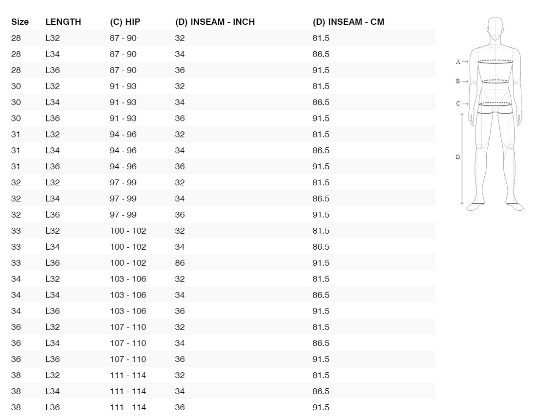 Foto: Size chart REV'IT!