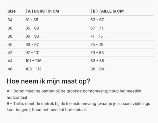 Foto: Size chart REV'IT!