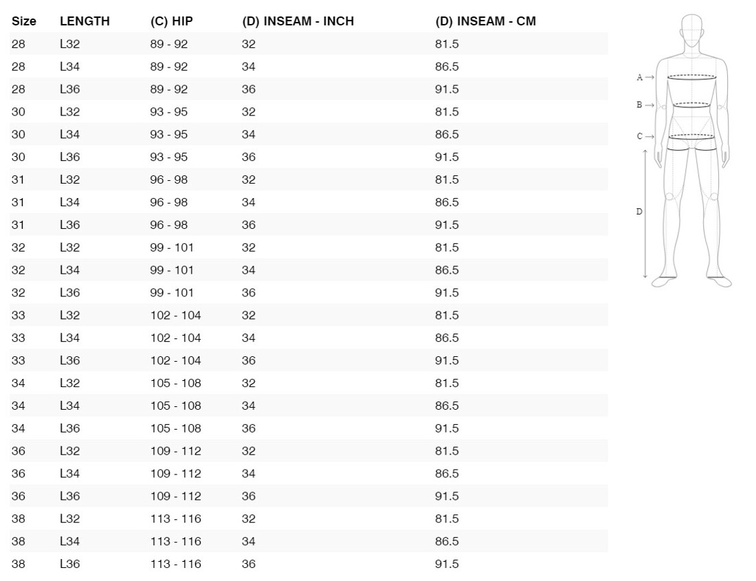 Foto: Size chart REV'IT!