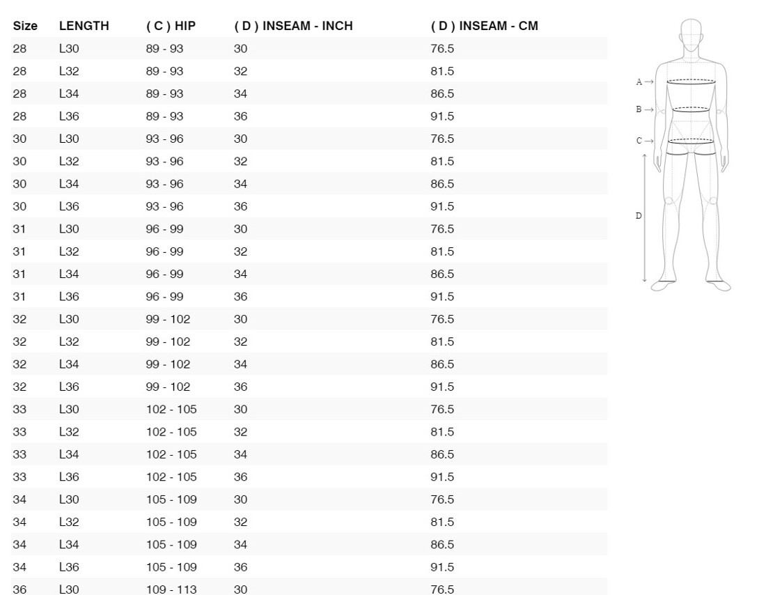 Foto: Size chart REV'IT!