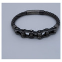 Foto: vaal zwarte gevlochten motor ketting armband SKLL - thumbnail
